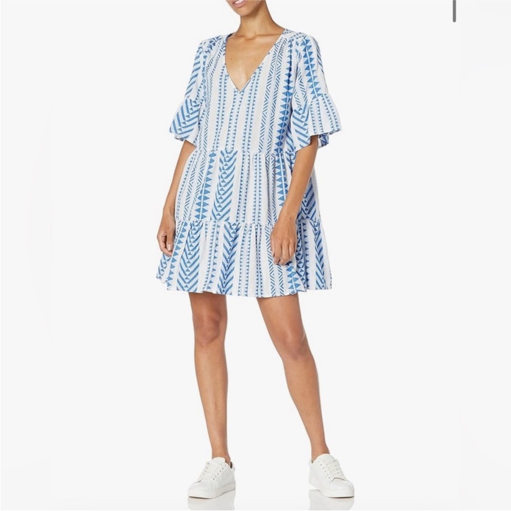 Perfect summer Velvet by Mark and Graham XL Blue & White Geometric Pattern Dress